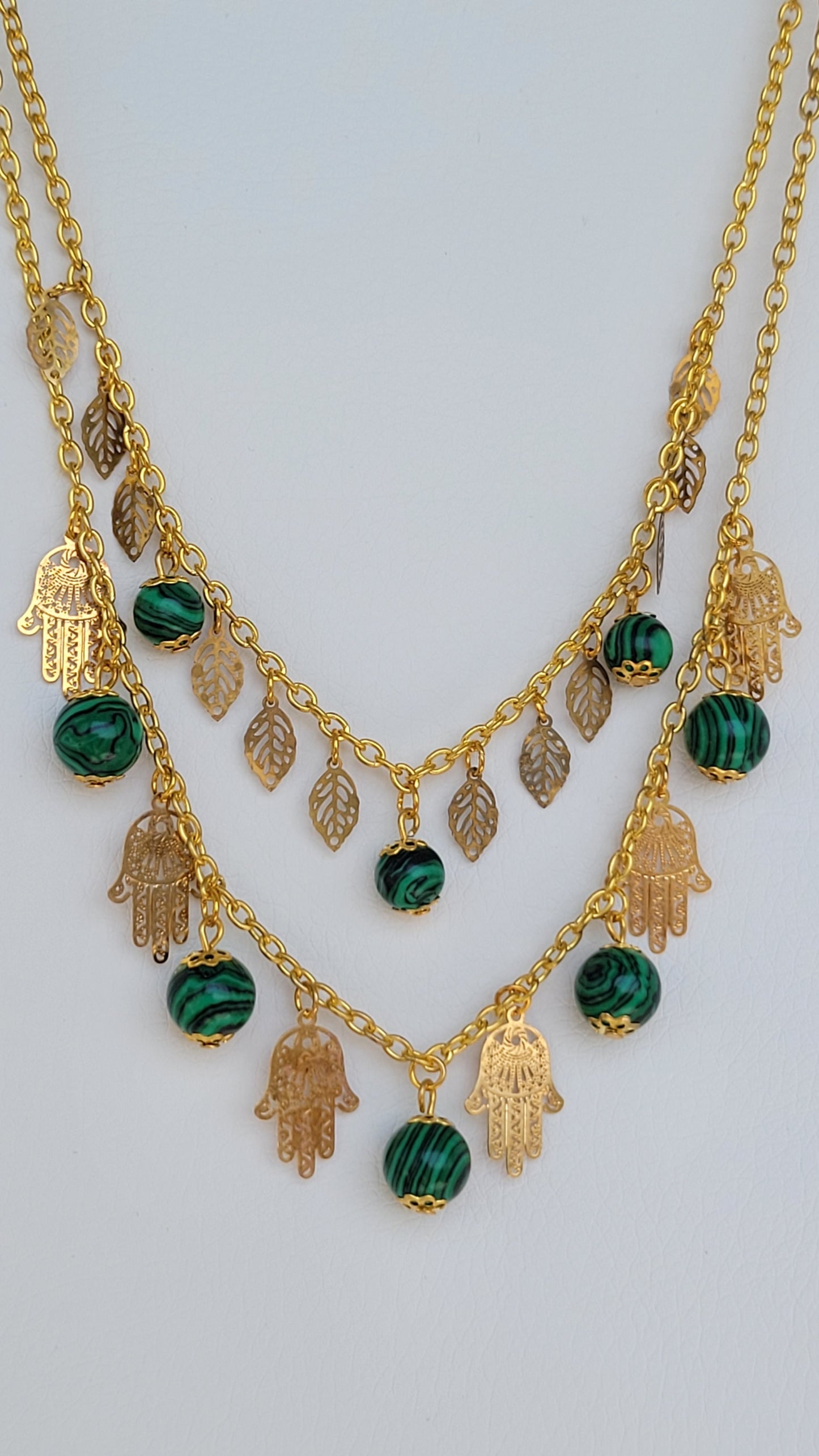 Necklace "Green Hamsa"