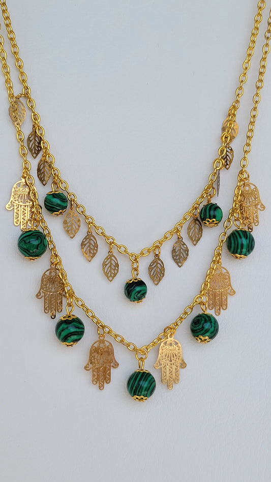 Necklace "Green Hamsa"